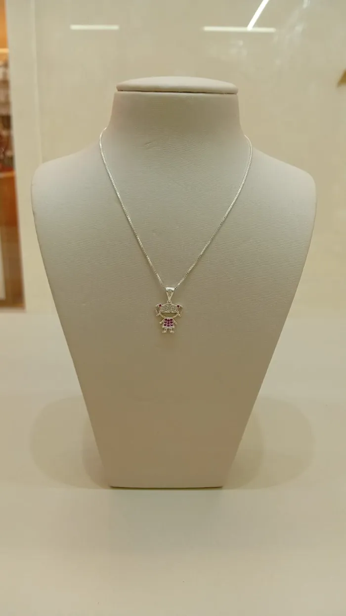 COLAR MENINA ZIRCÔNIA ROSA