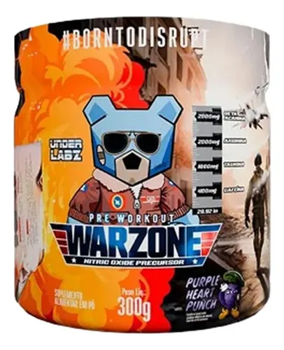 PRÉ TREINO WARZONE 300G PURPLE HEART PUNCH 400MG CAFEÍNA