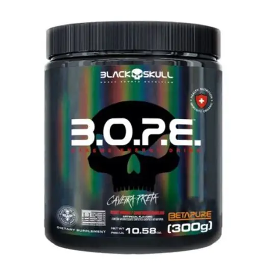 PRÉ TREINO B.O.P.E BLACK SKULL 300G FRUTAS VERMELHAS 130MG CAFEÍNA