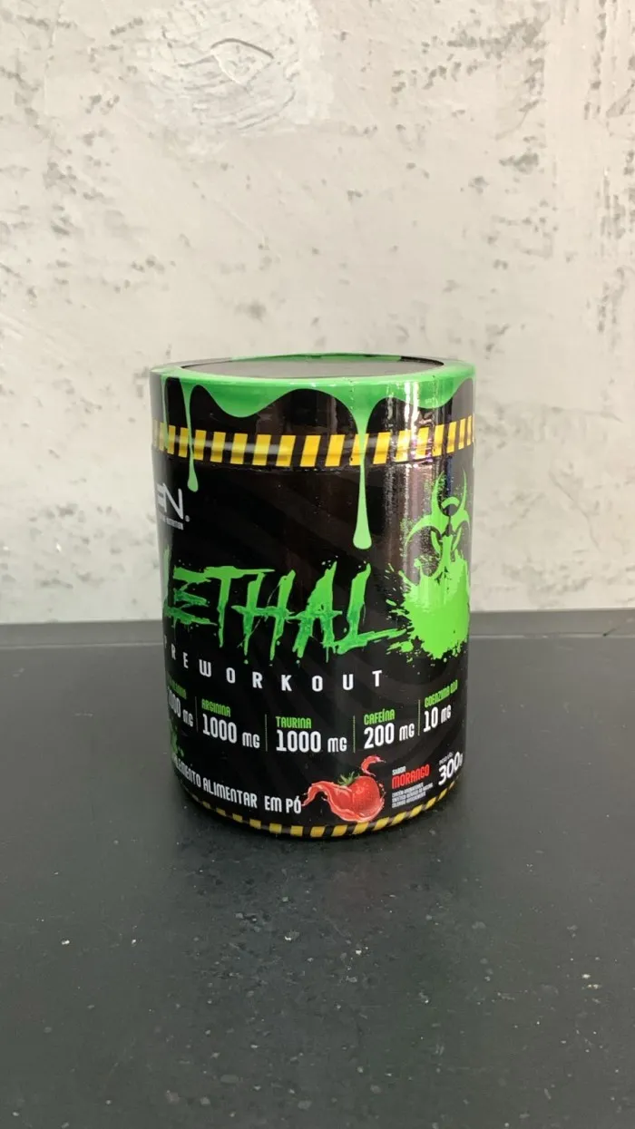PRÉ TREINO LETHAL EMPIRE NUTRITION 300G MORANGO 200MG CAFEÍNA 
