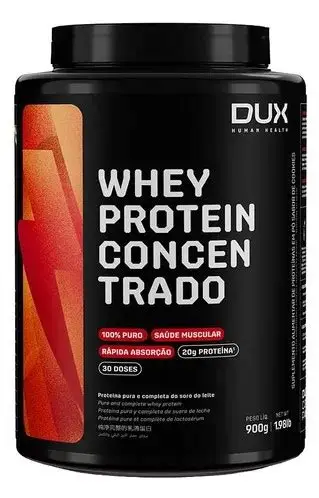 WHEY PROTEIN CONCENTRADO DUX SABOR NEUTRO 900G, 20G POR DOSE 