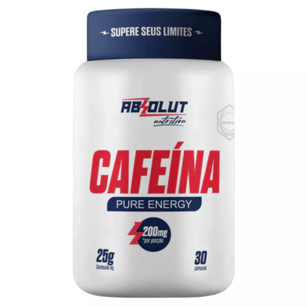 CAFEÍNA PURE ENERGY ABSOLUT NUTRITION 30 CÁPSULAS 25G 200MG 